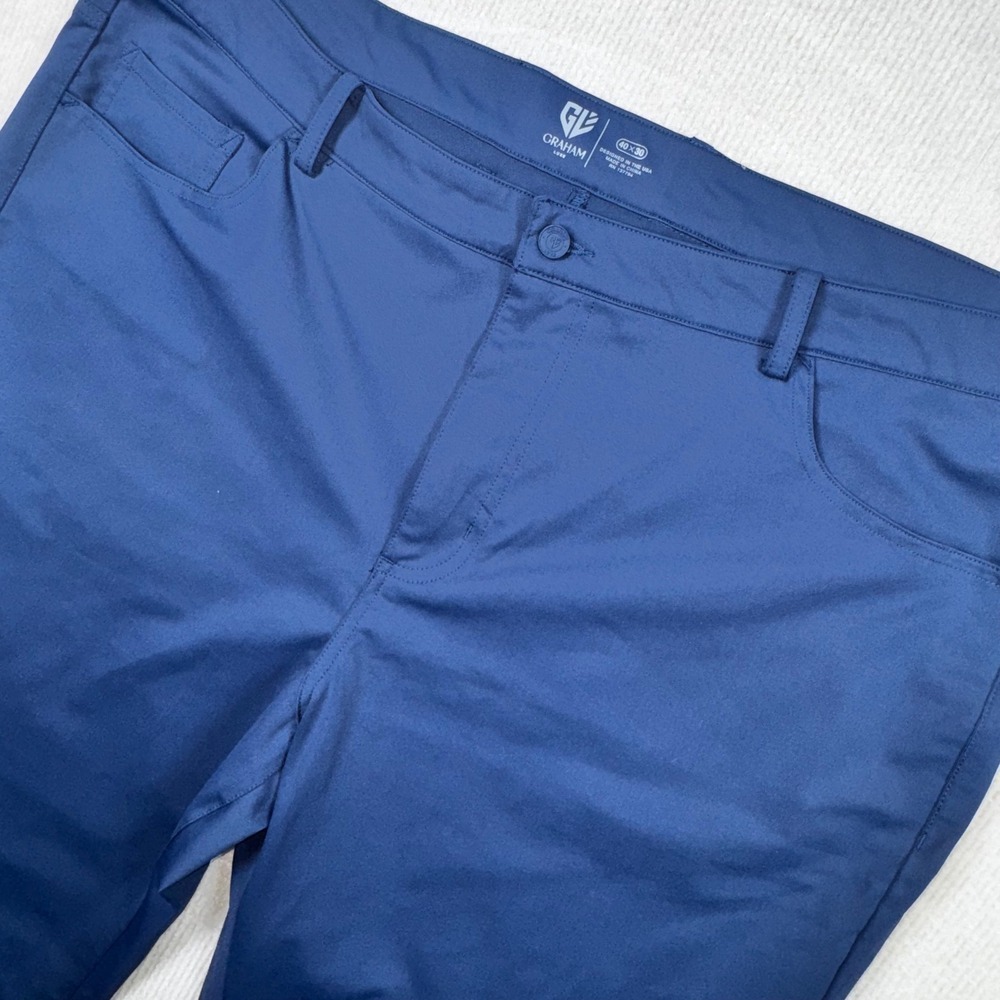 Graham Luxe Performance Pants Mens‎ 40x30 Navy Blue 5-Pocket Golf Chinos Stretch